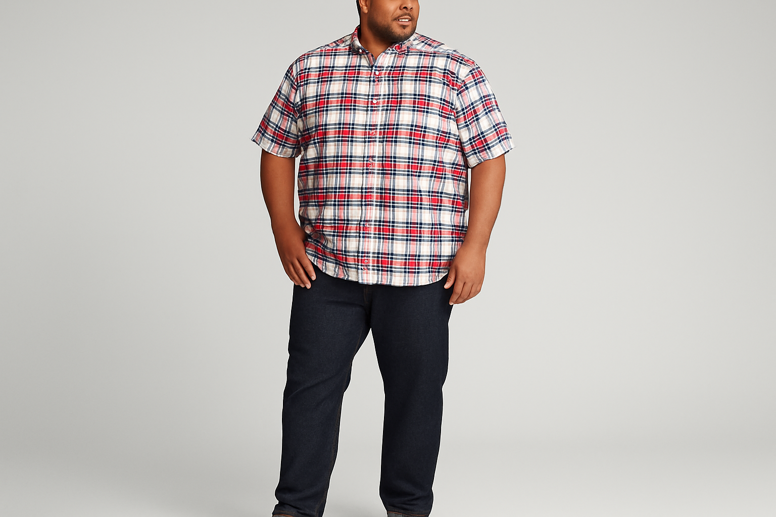 Modelo atlético 3XL - Business casual con jeans