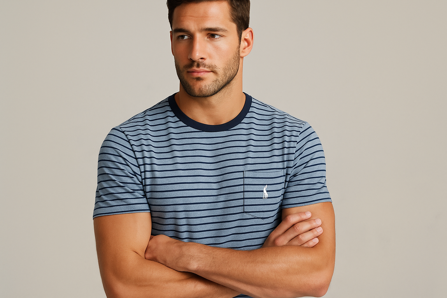 Modelo atlético - brazos cruzados