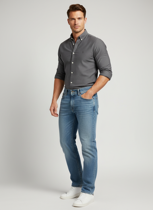 Modelo atlético con look completo