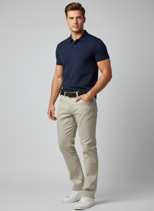 Modelo atlético con look completo