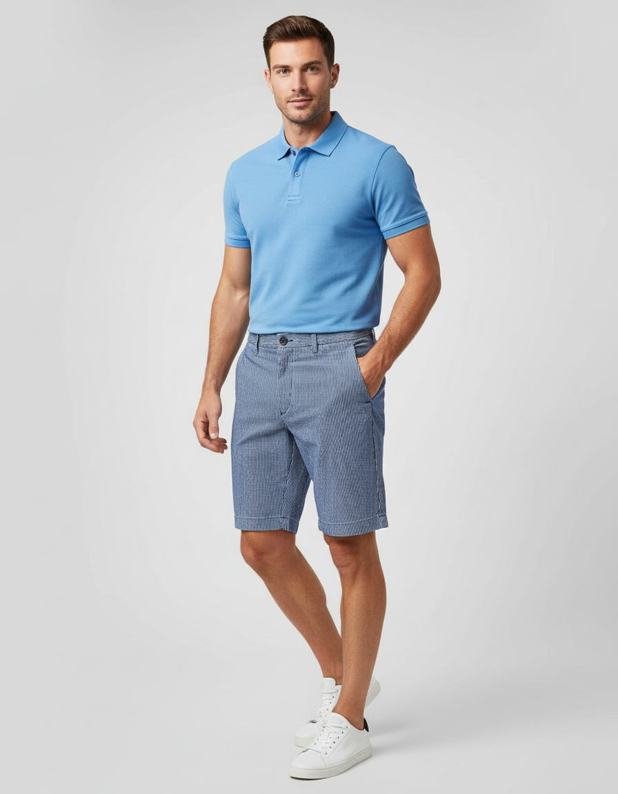 Modelo atlético con look completo