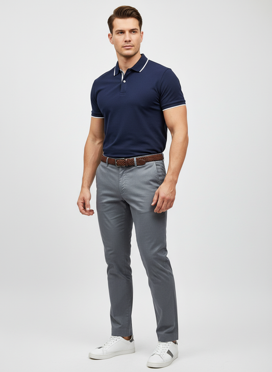 Modelo atlético con look completo