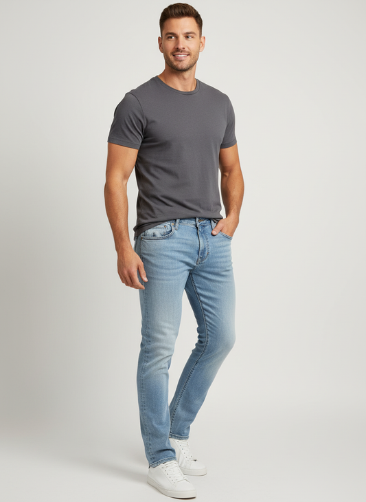 Modelo atlético con look completo