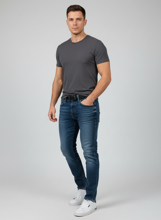 Modelo atlético con look completo