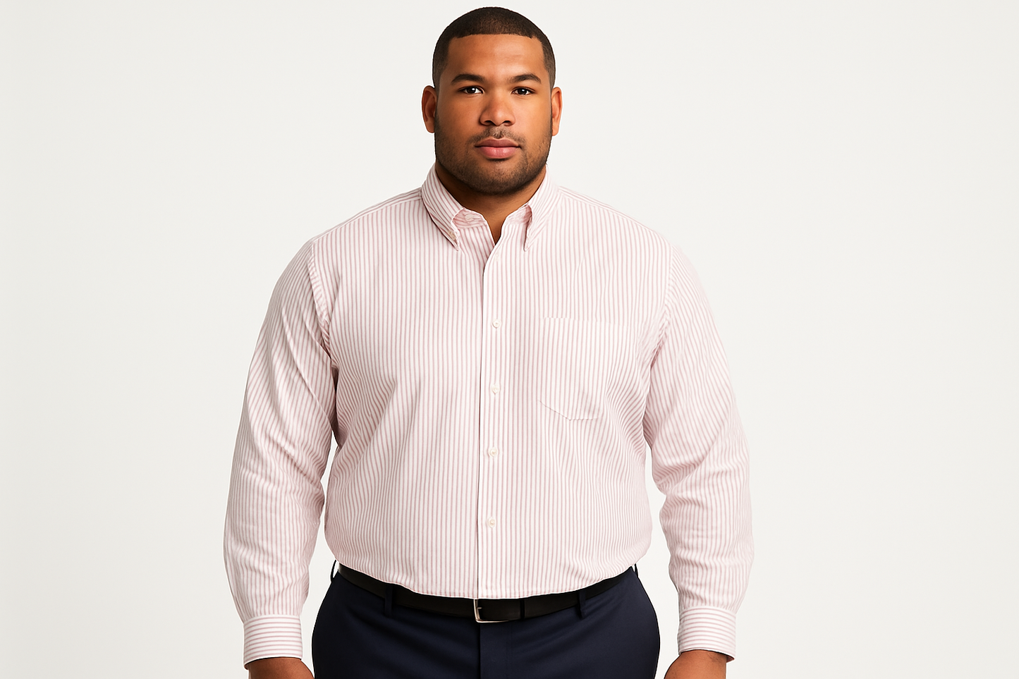 Modelo atlético con rayas rosado oscuro repetida