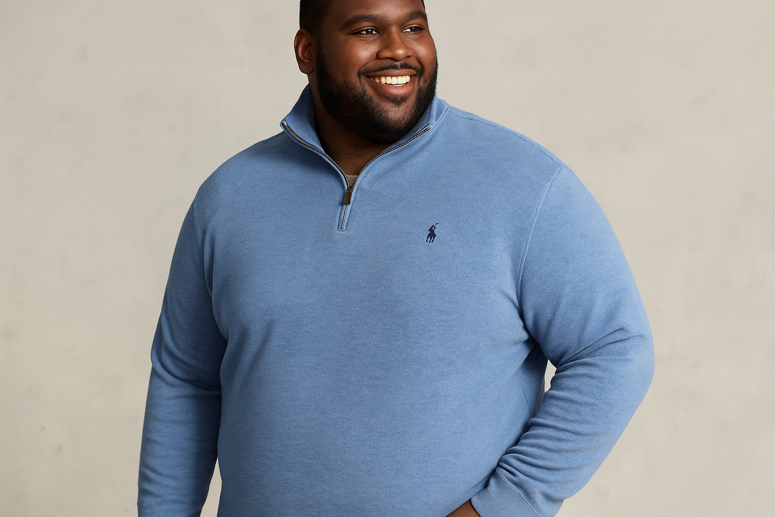 Modelo atlético en pose de tres cuartos