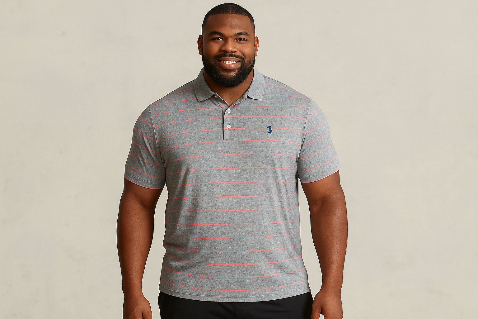 Modelo atlético frontal con camiseta polo Ralph Lauren