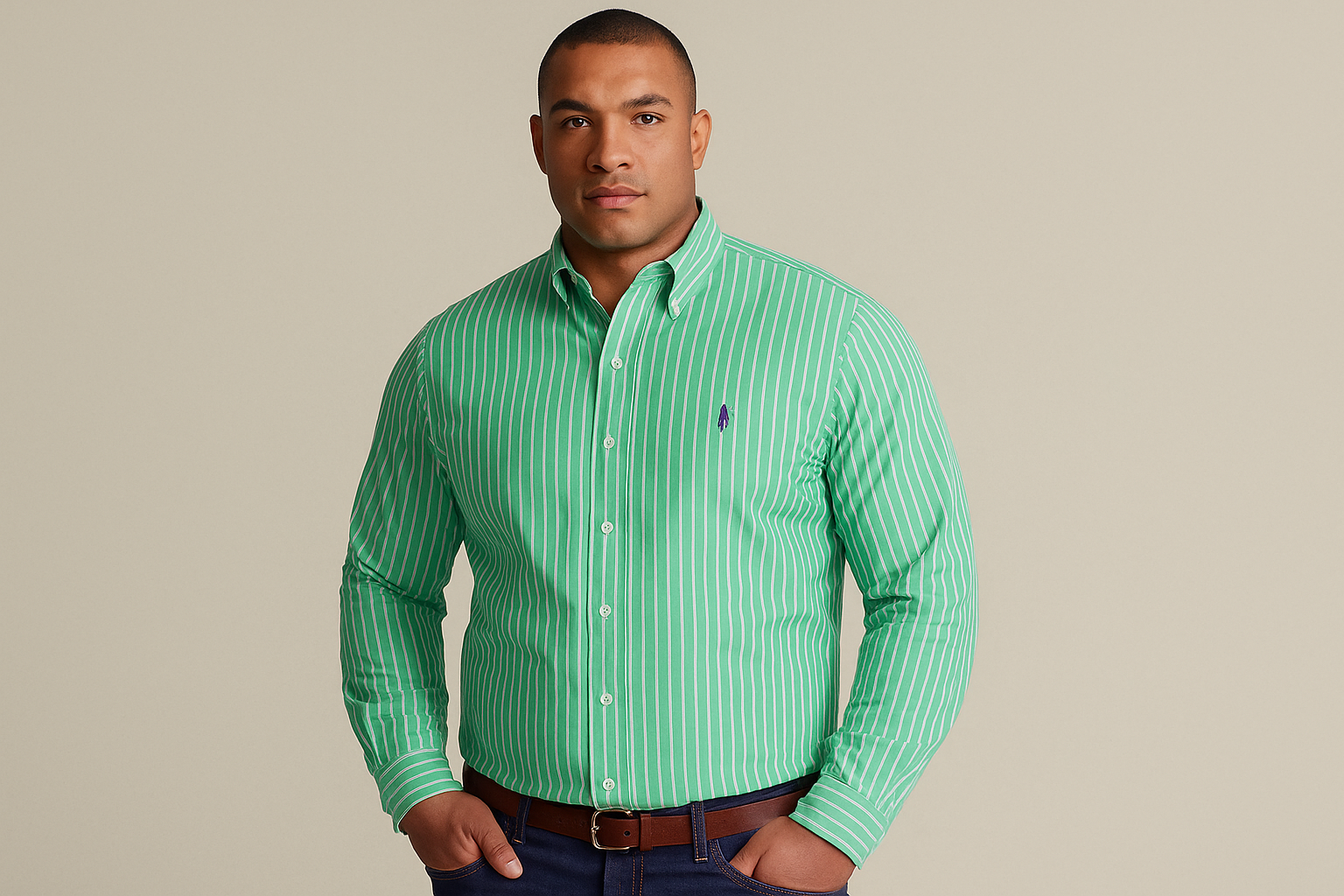 Modelo atlético manga larga frontal