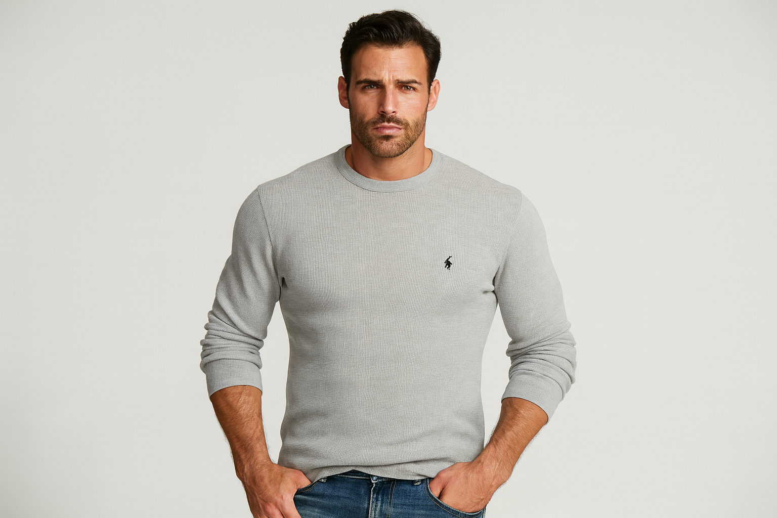 Modelo atlético - Mangas arremangadas