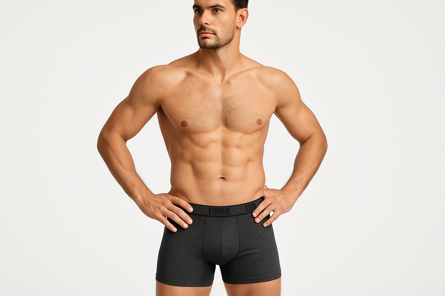 Modelo atlético - pose casual con manos en cadera