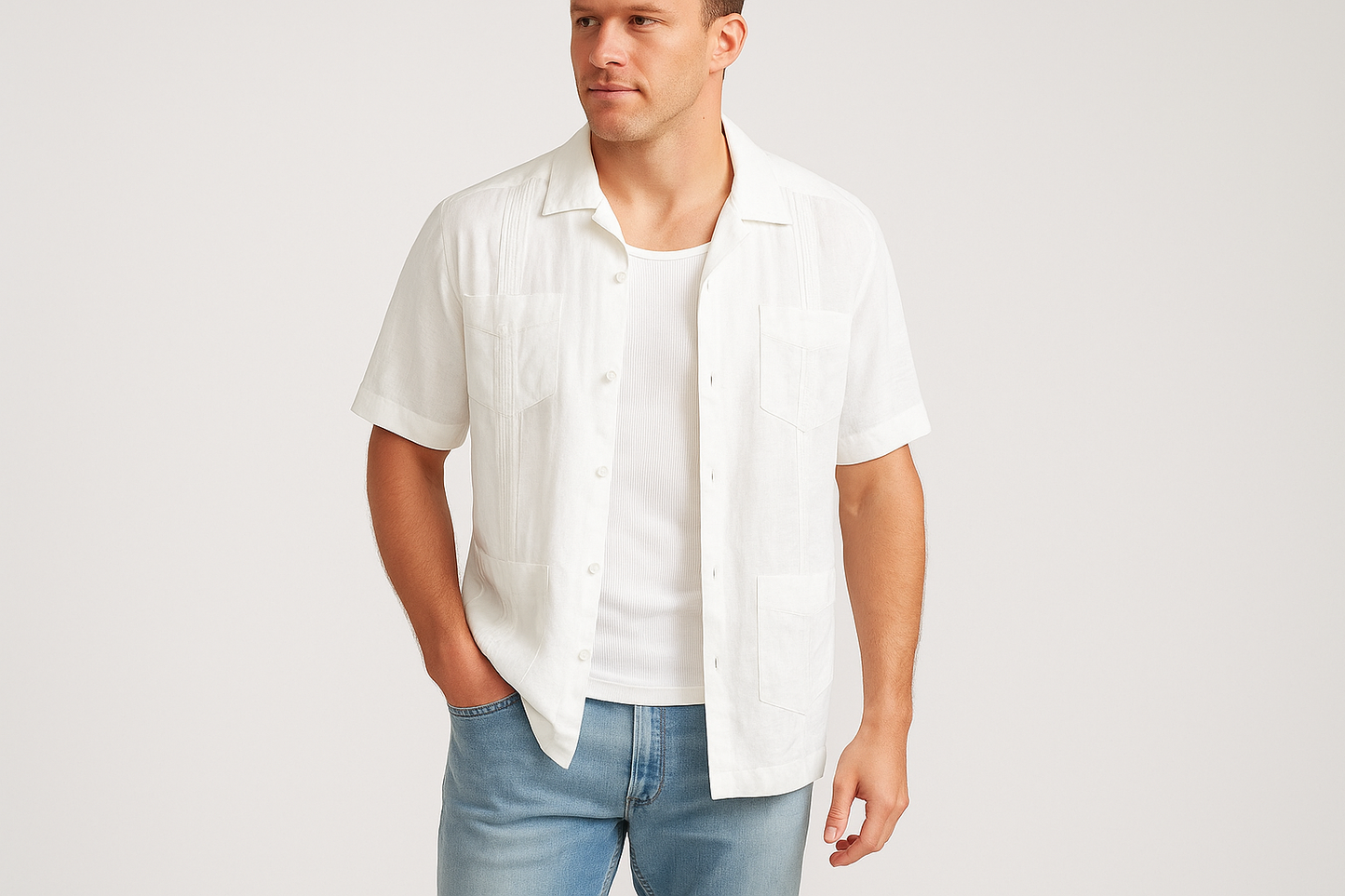 Modelo atlético talla M - Look layered beach