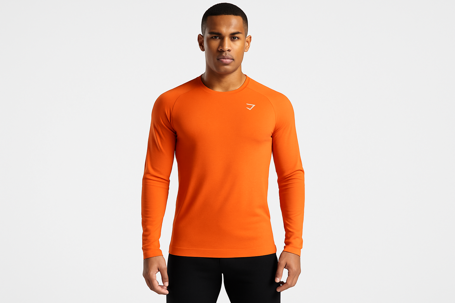 Modelo atlético vista frontal - símbolo Gymshark