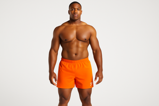 Modelo atlético vista frontal - short naranja