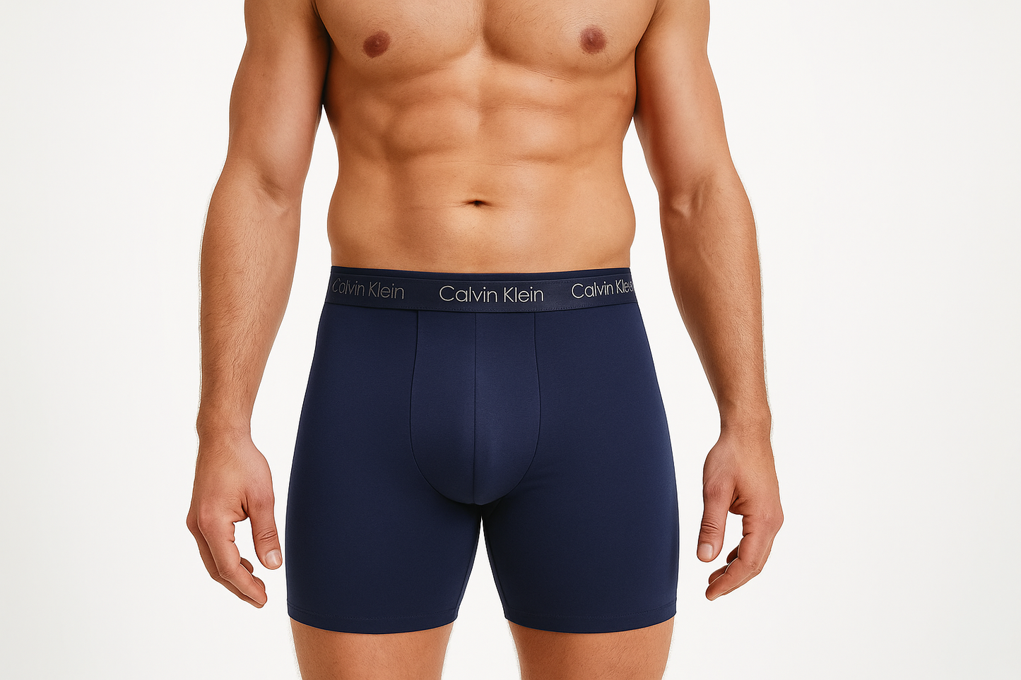 Modelo boxer azul marino frontal