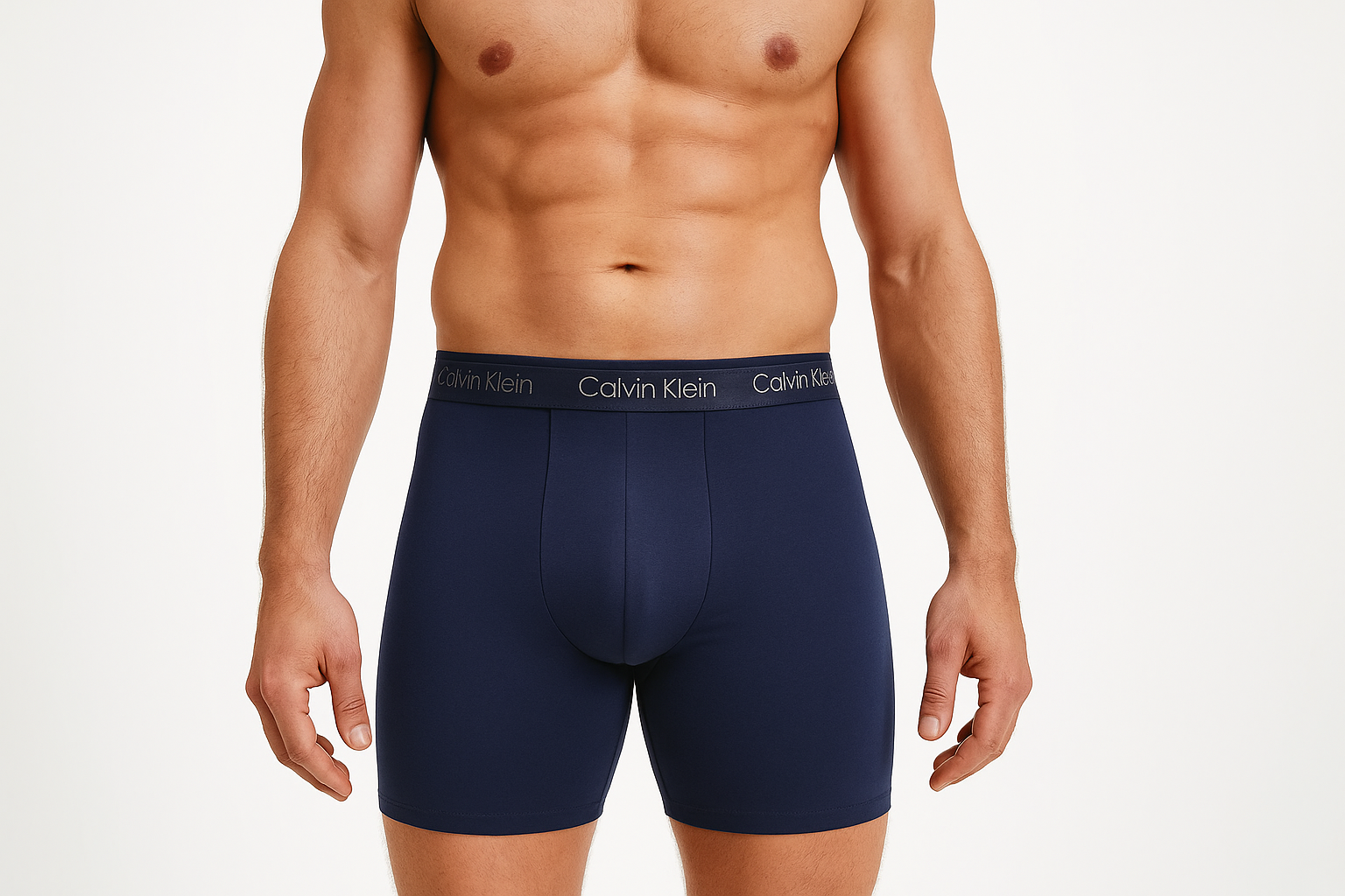 Modelo boxer azul marino frontal