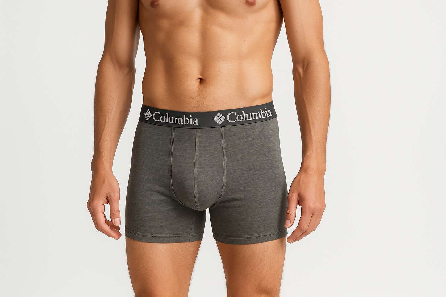 Modelo boxer gris frontal