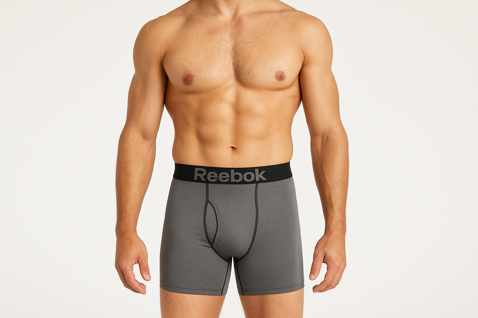 Modelo boxer gris frontal