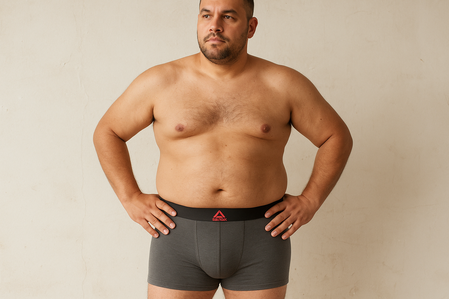 Modelo boxer gris pose casual