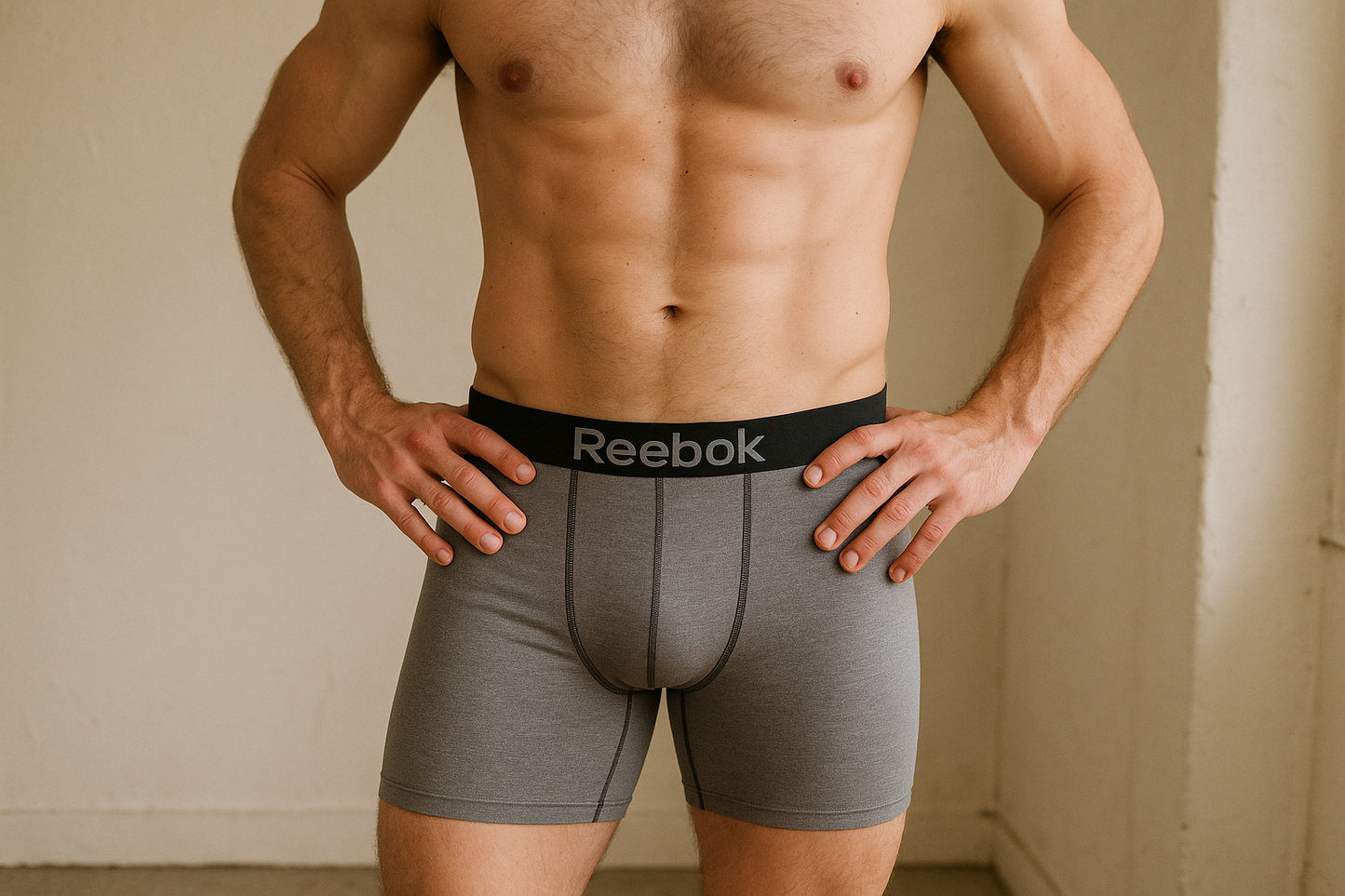 Modelo boxer gris pose casual