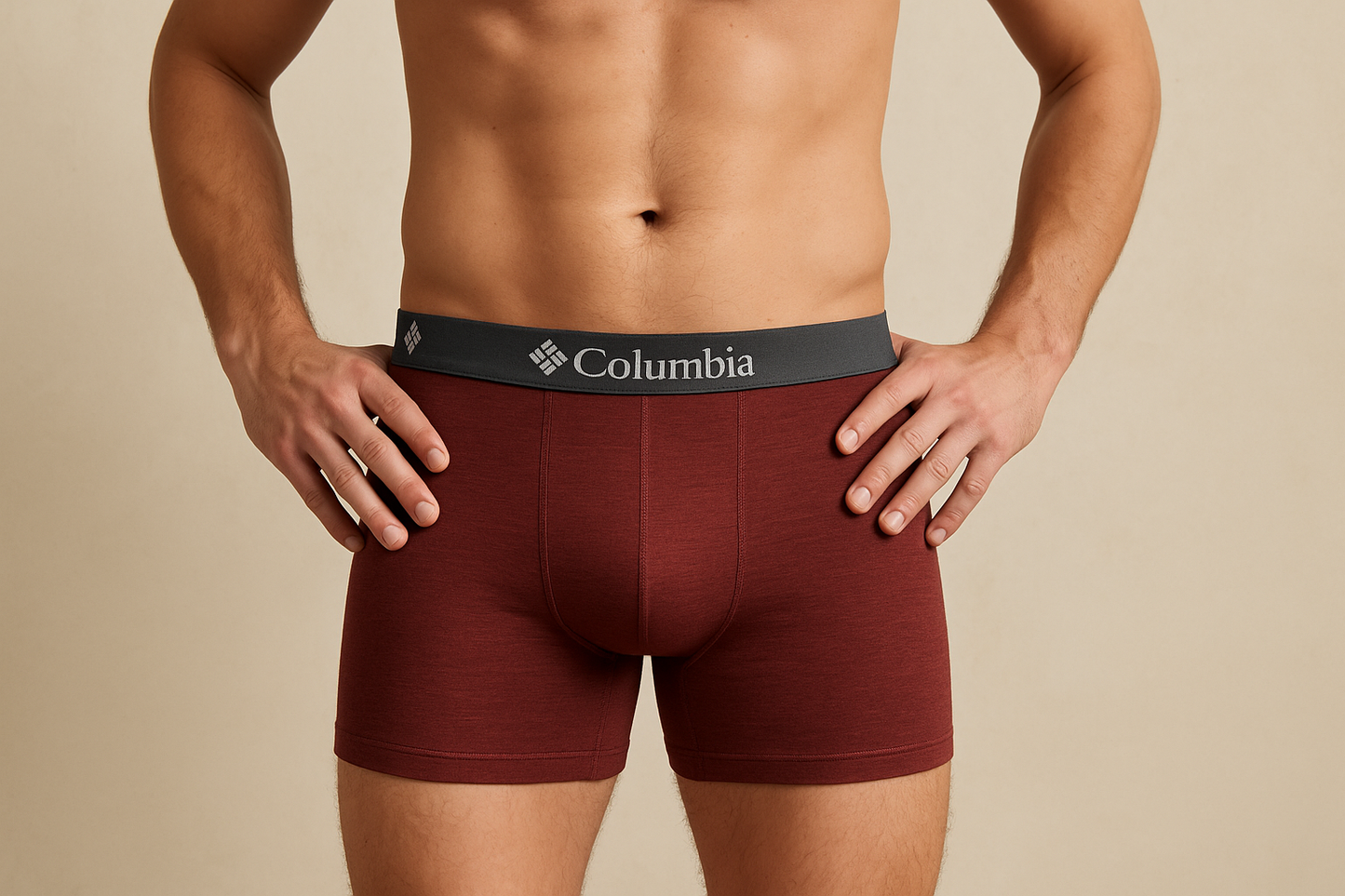 Modelo boxer rojo pose casual