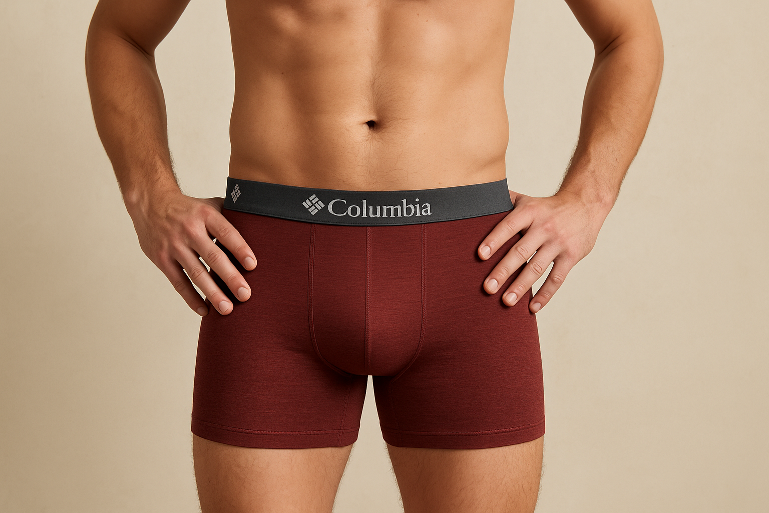 Modelo boxer rojo pose casual