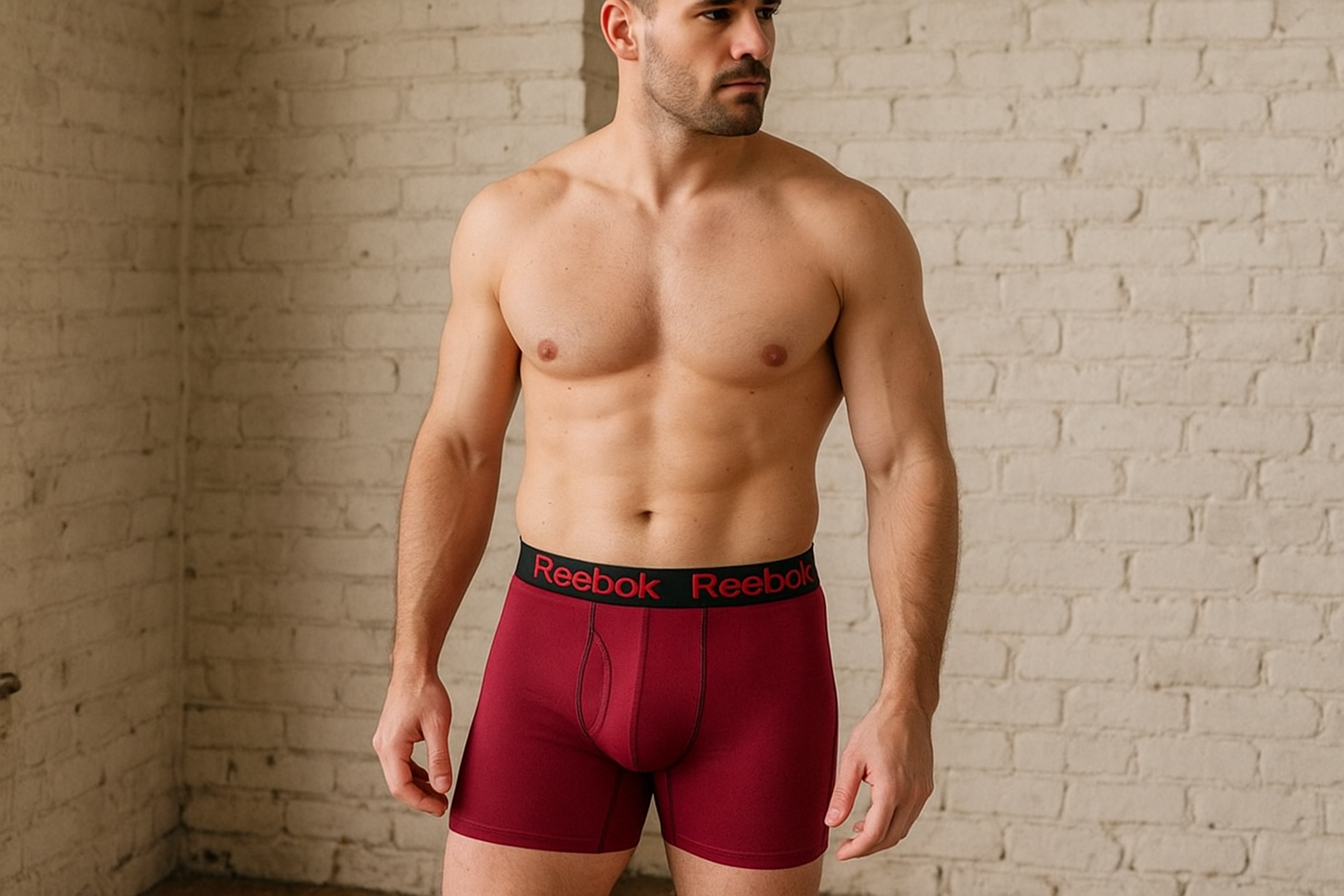 Modelo boxer rojo tres cuartos
