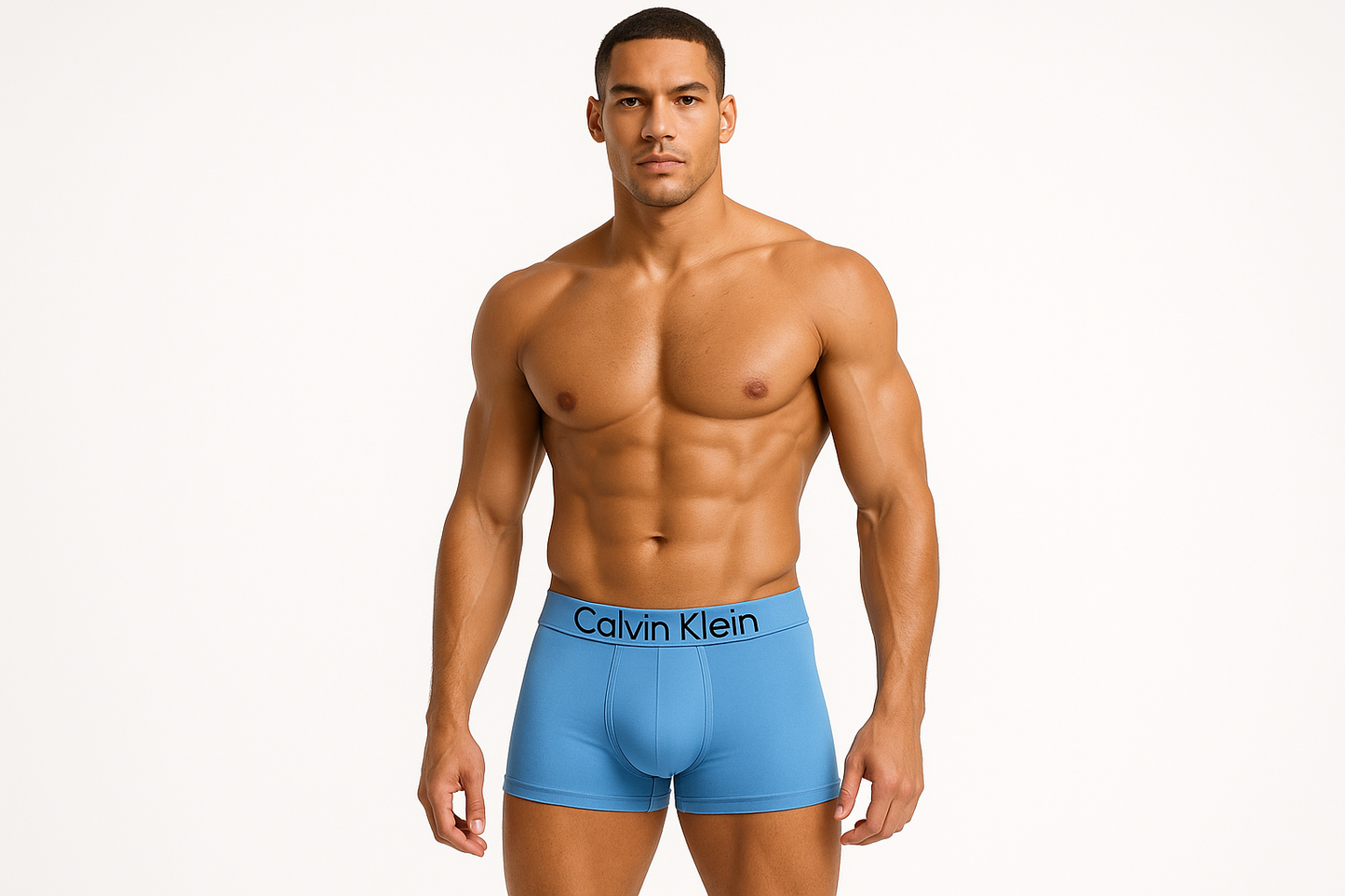 Modelo con boxer azul claro