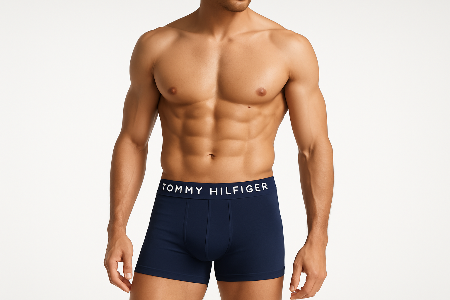 Modelo con boxer azul navy