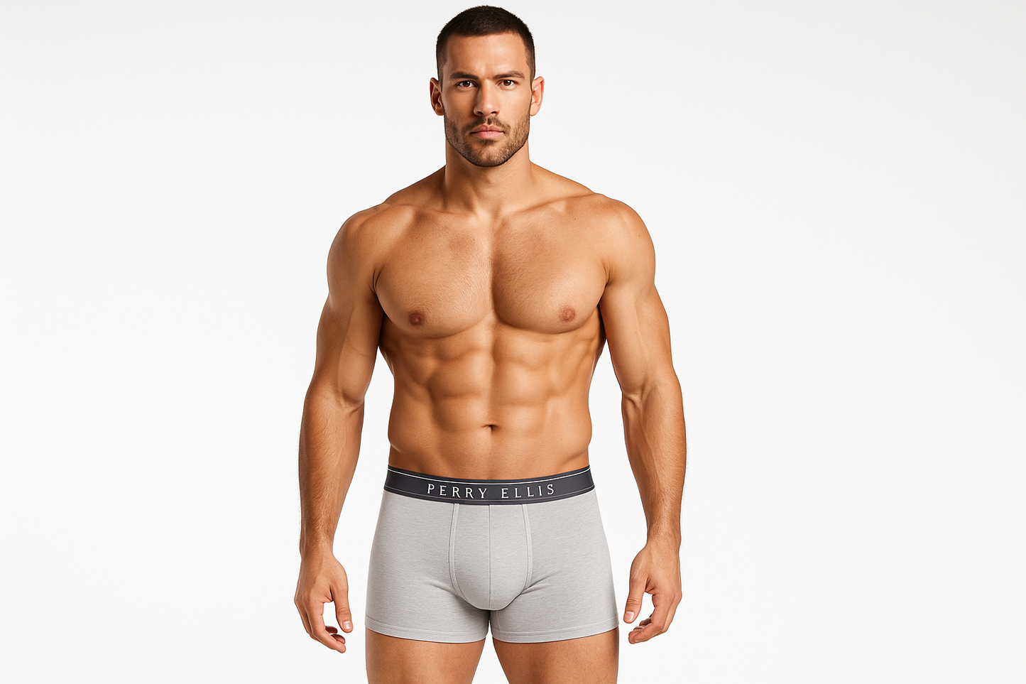 Modelo con boxer gris claro