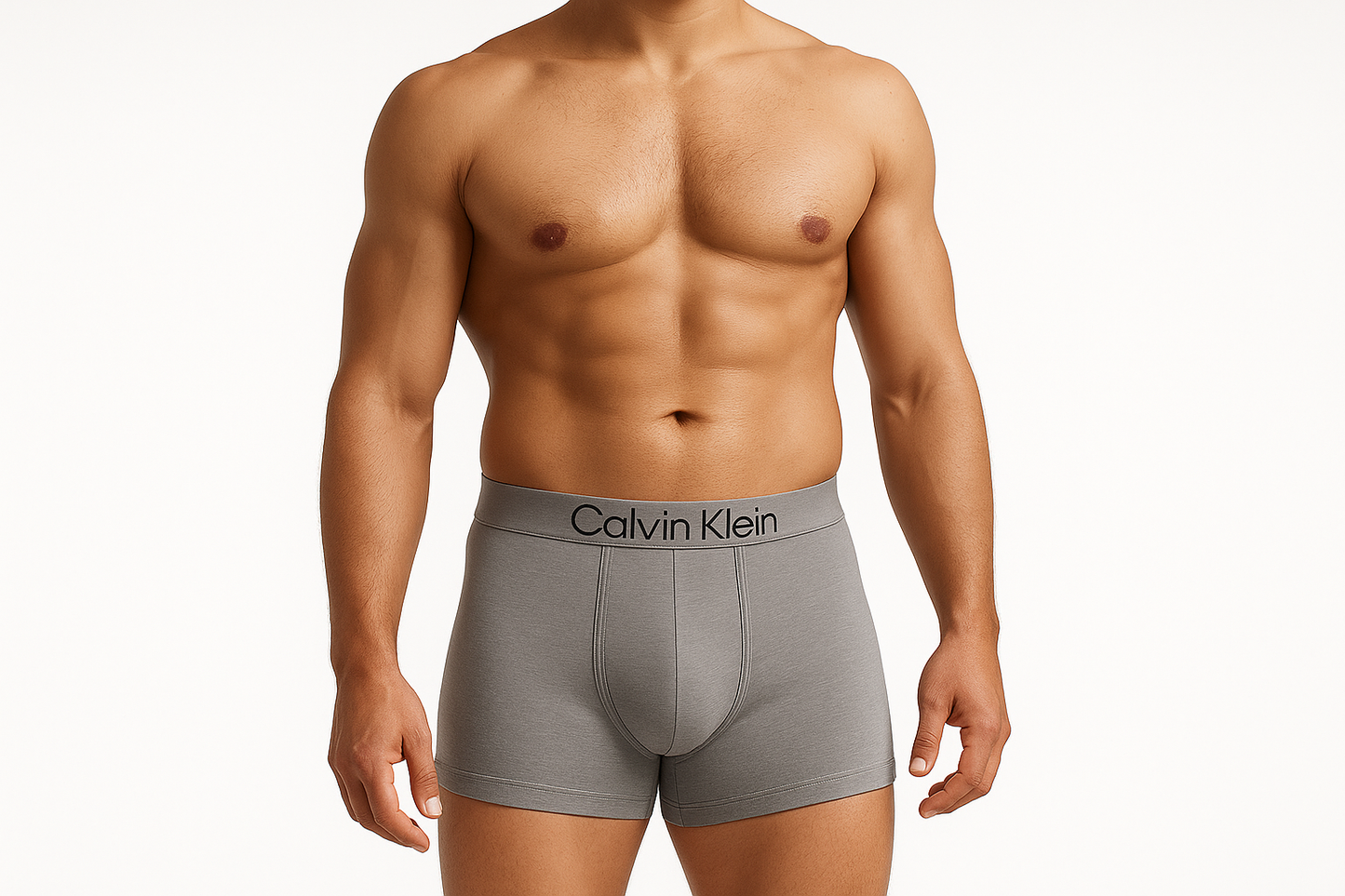 Modelo con boxer gris