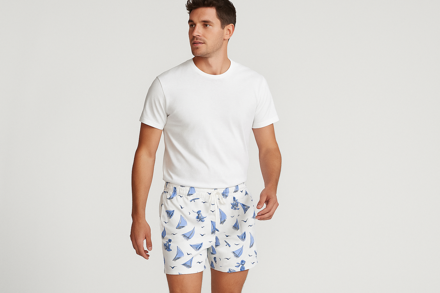 Modelo con camiseta blanca cuello redondo