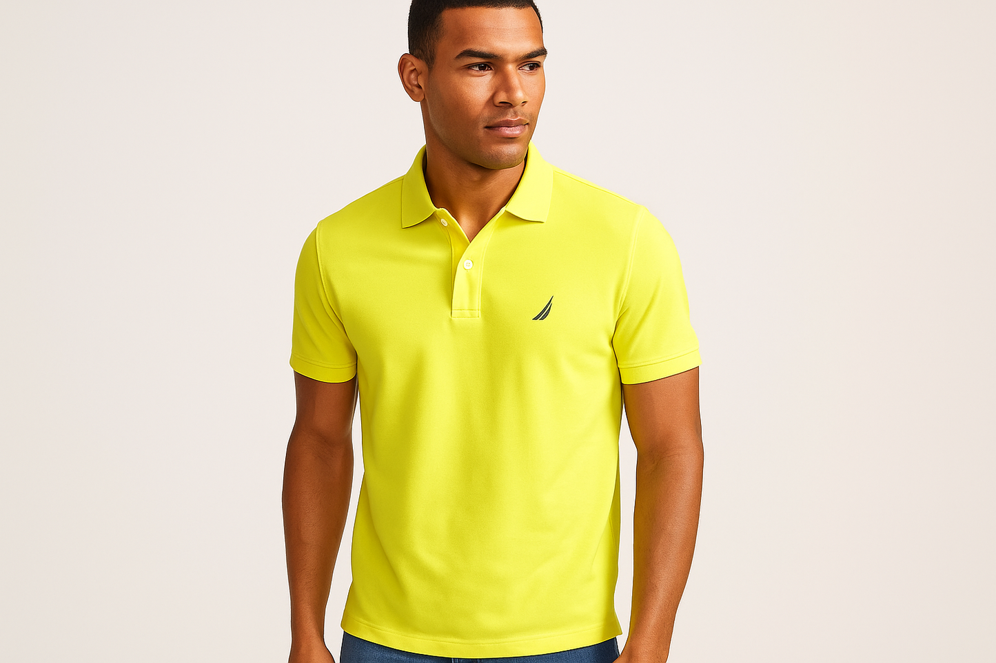 Modelo con Polo Nautica Amarilla