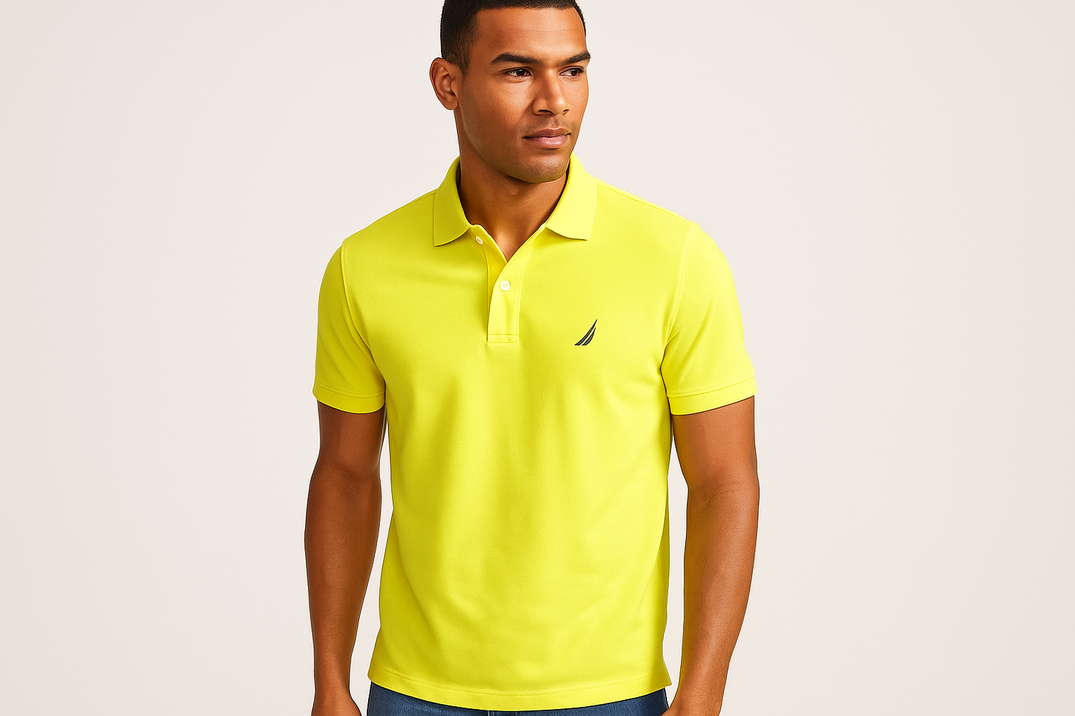 Modelo con Polo Nautica Amarilla