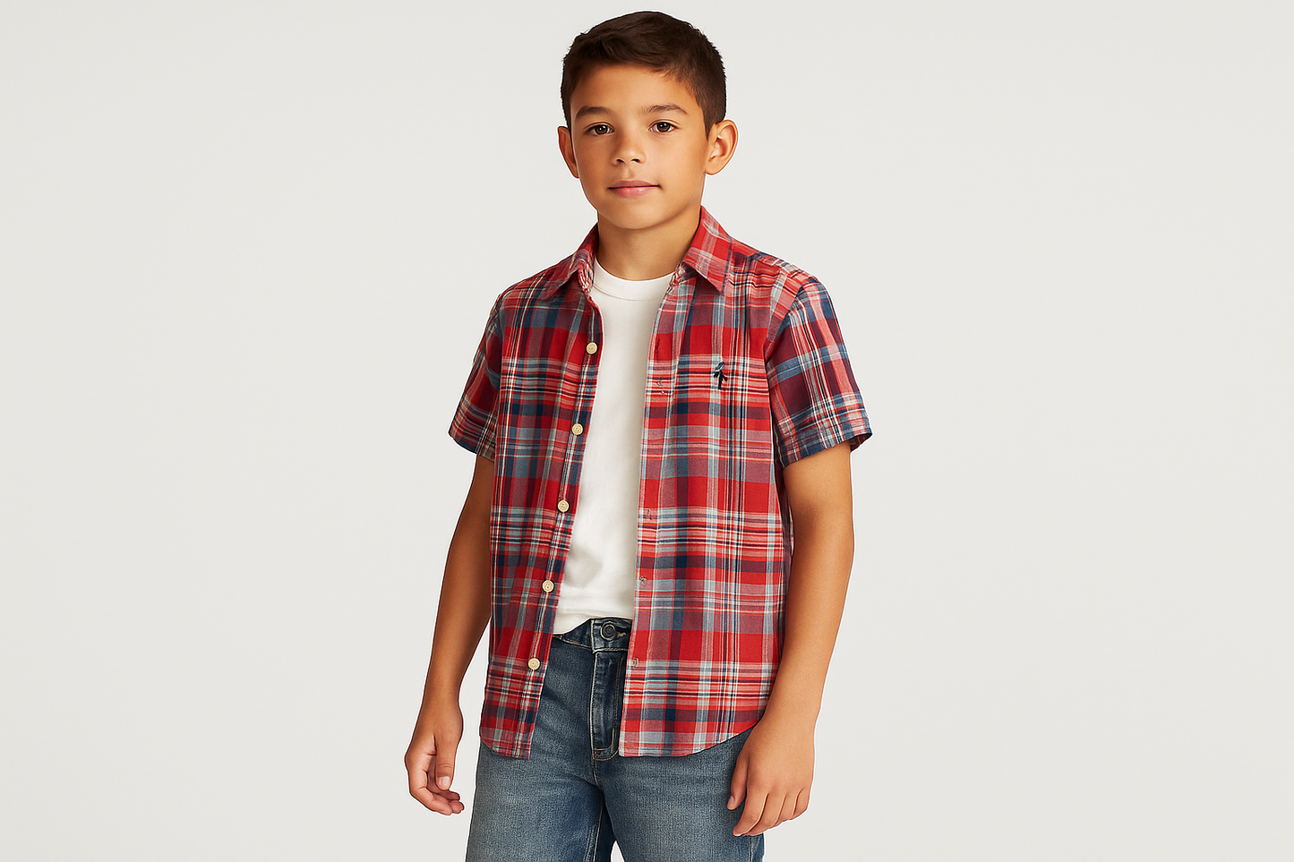 Modelo de niño atlético - Camisa abierta sobre camiseta