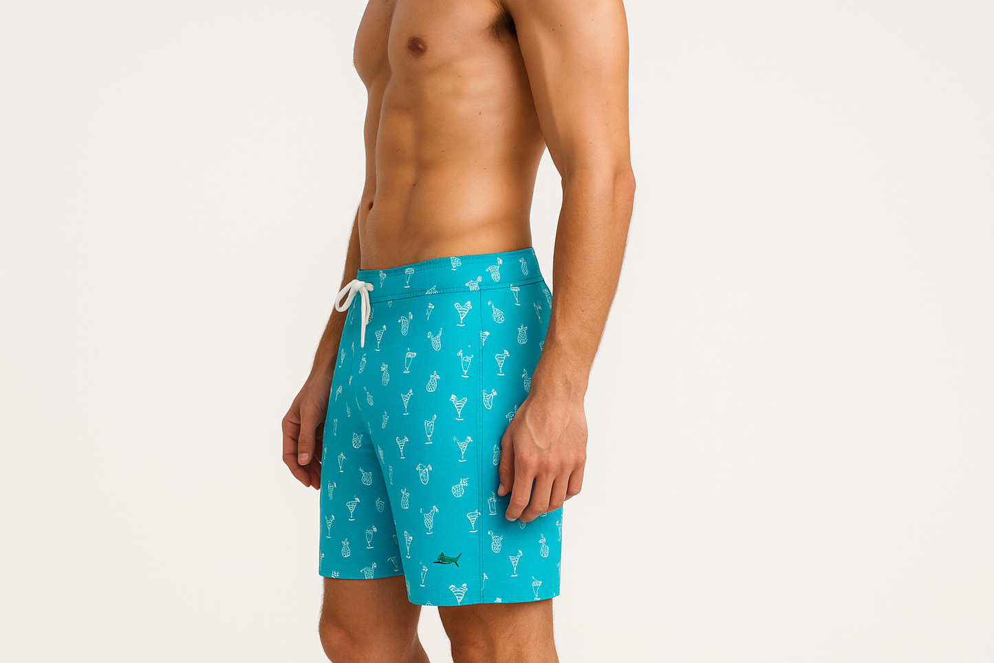 Modelo lateral boardshort #06a5cc cócteles