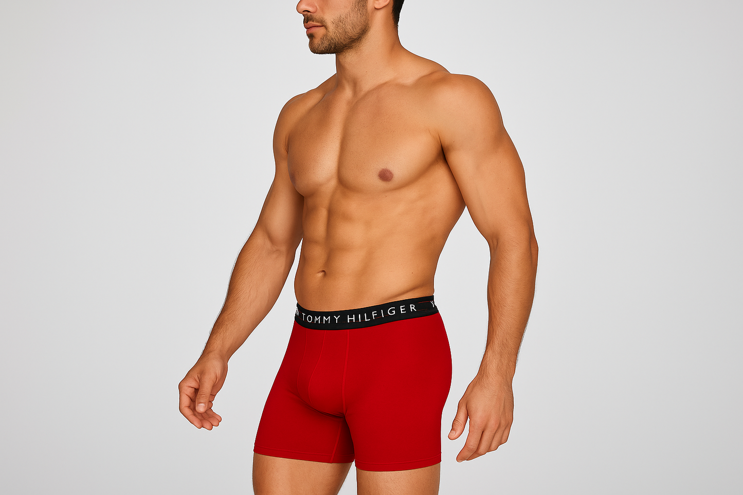 Modelo M - Boxer rojo vista de perfil