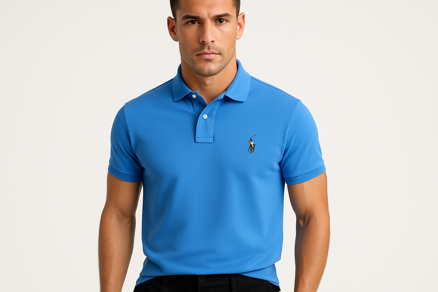Modelo masculino atlético con Camiseta Polo Ralph Lauren Pima #5b9ff1