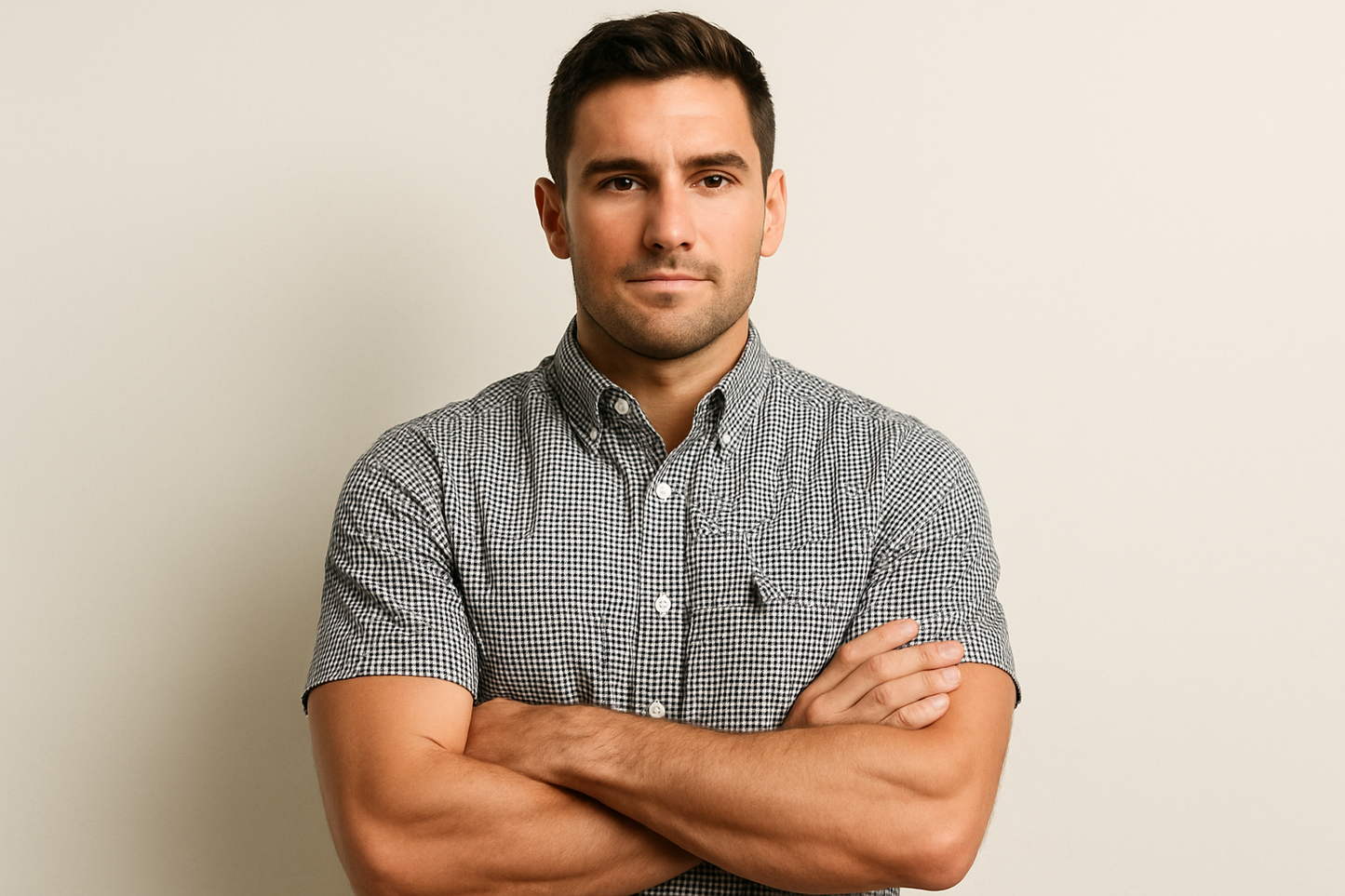 Modelo pose brazos cruzados