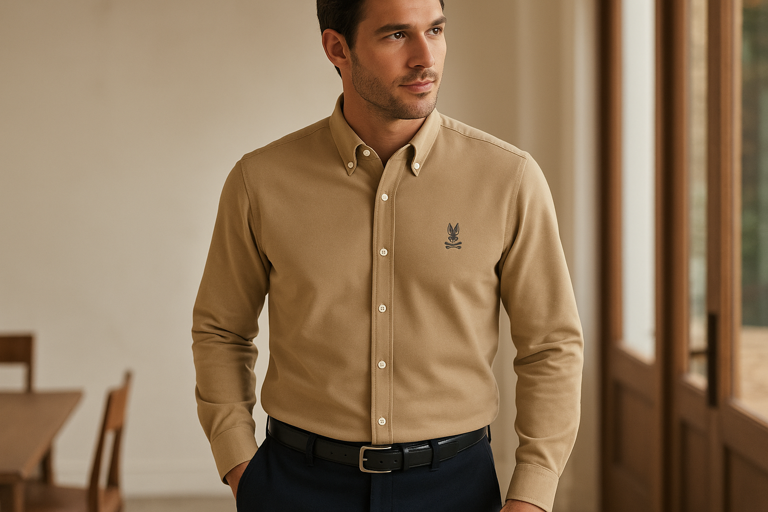 Modelo Psycho Bunny Oxford Laki logo pequeño