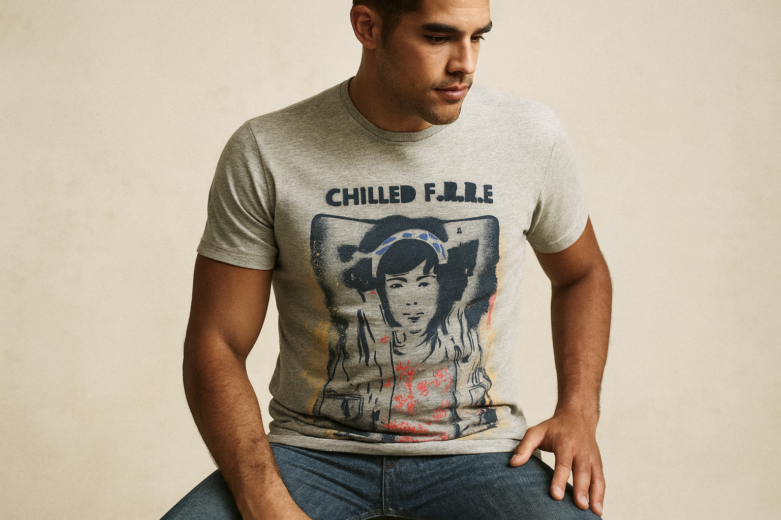 Modelo sentado casual