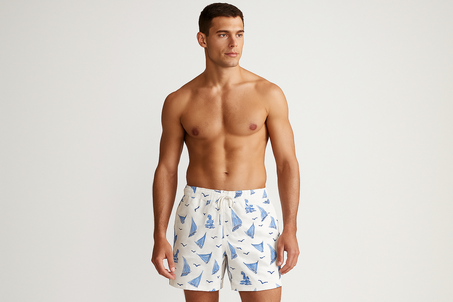 Modelo solo con shorts