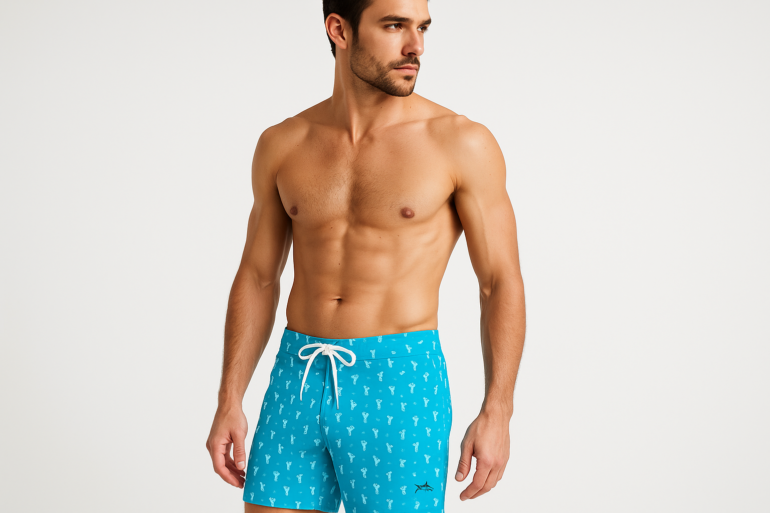 Modelo tres cuartos boardshort #06a5cc cócteles