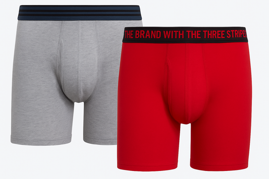 Pack de boxers Adidas gris y rojo - vista frontal