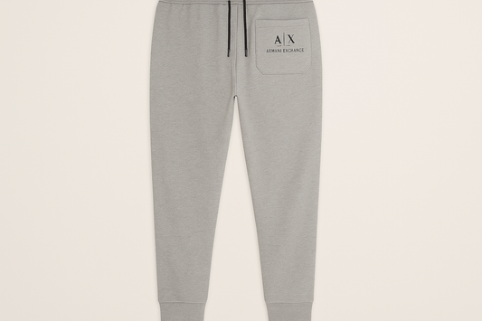 Pantalón Jogger Armani Exchange gris claro con cordón negro - Vista trasera