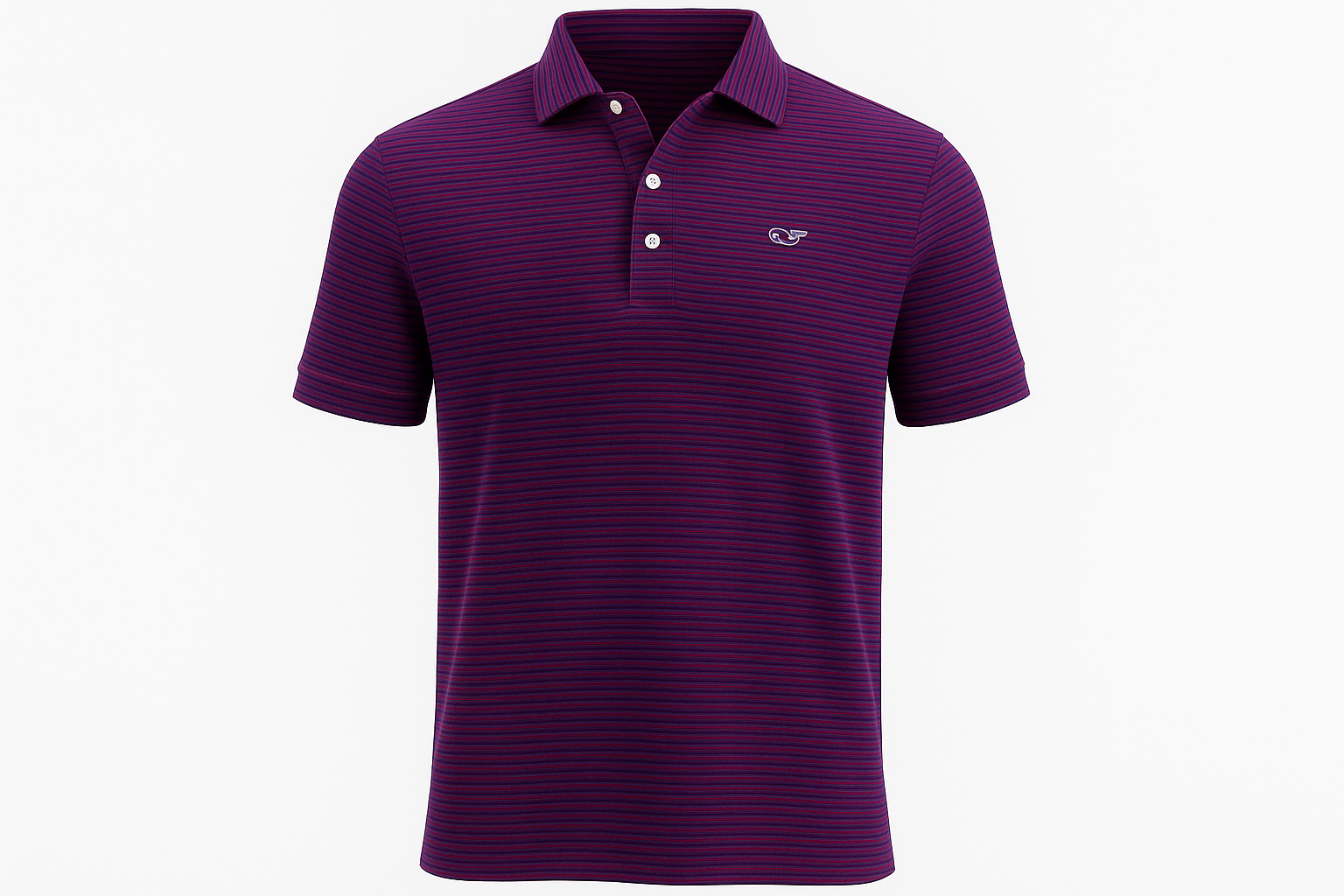 Polo a rayas moradas y rojas ghost mannequin