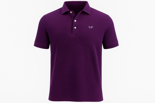 Polo a rayas moradas y rojas ghost mannequin