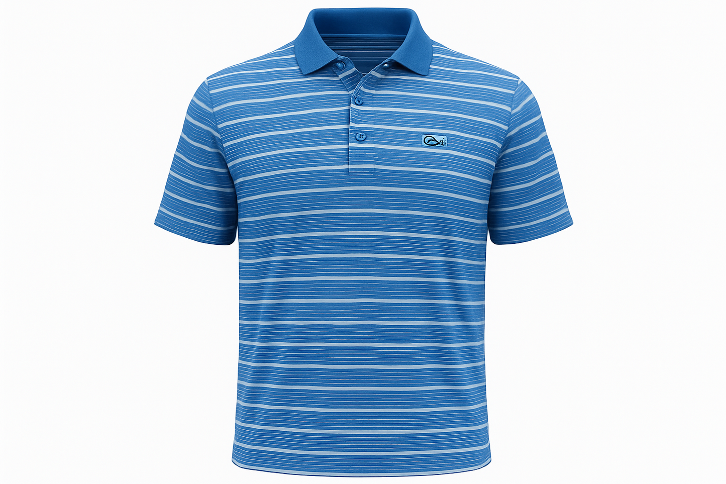 Polo a rayas texturizadas azules ghost mannequin
