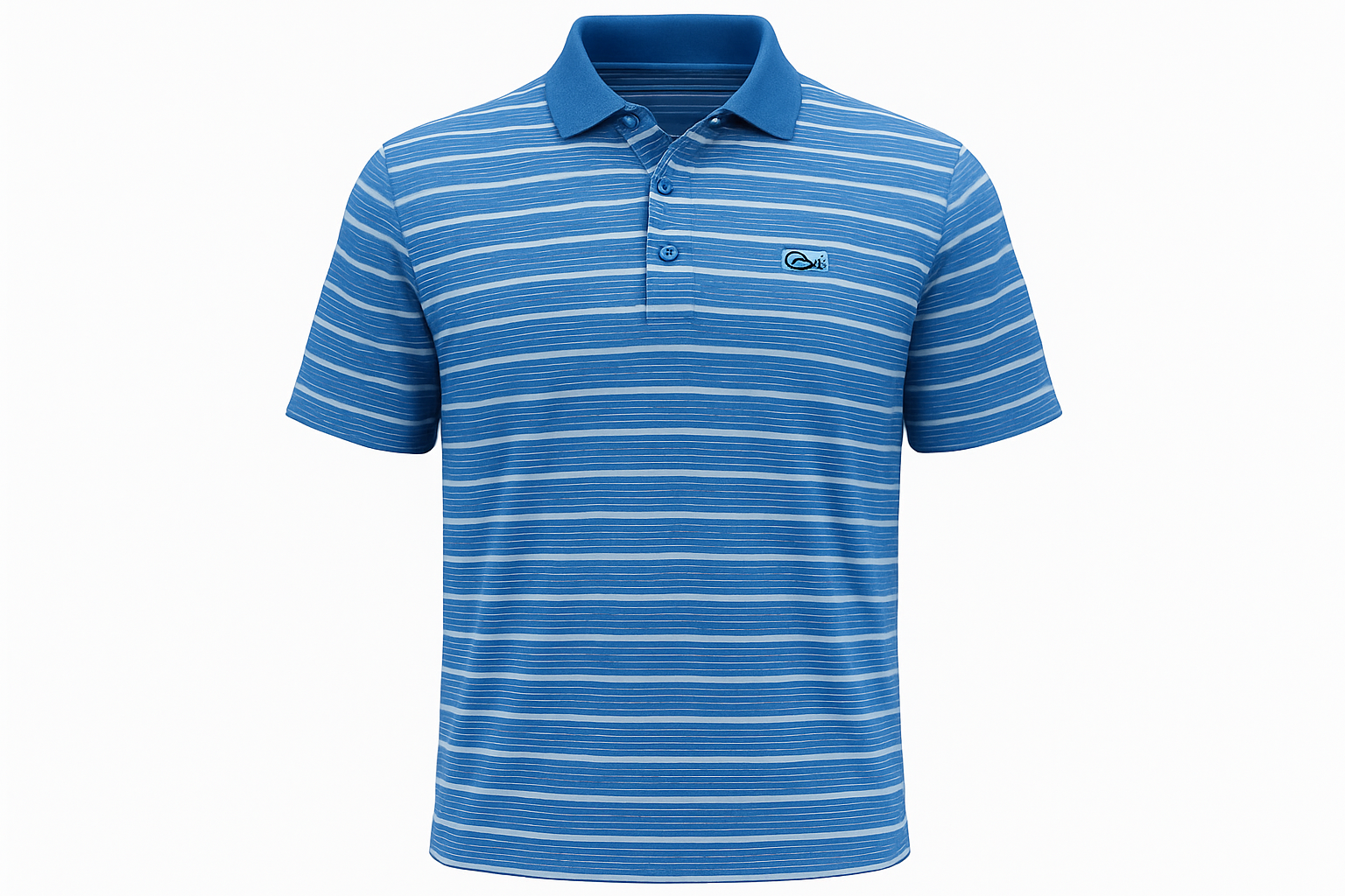 Polo a rayas texturizadas azules ghost mannequin