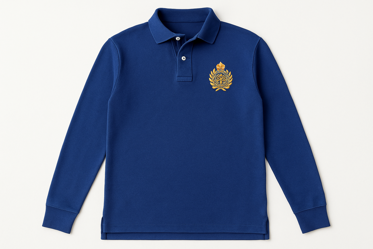 Polo azul real de segunda mano - Vista frontal plana