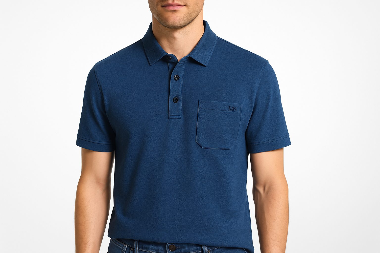 Polo en modelo con logo en bolsillo